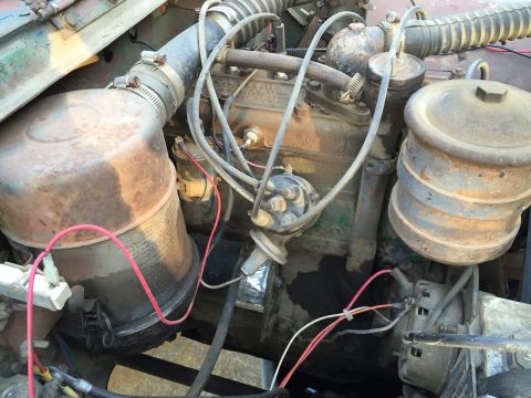 1946 Jeep Willys - Close-up view of the engine bay, showing various components and wiring.