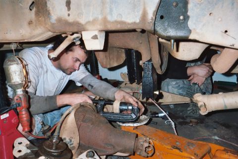 1988 Ford Bronco - Shane pressing the new one in.