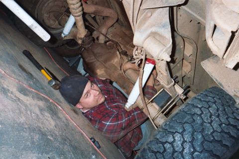 1988 Ford Bronco - Me attempting the rear brake line. I ended up letting Shane do it, before I messed somthing up.