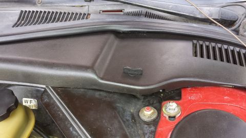 1991 Buick Reatta - A close-up view of a car's hood and fender, showing a portion of the bodywork.