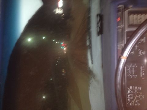 1984 Ford Bronco - Interior view of a vehicle's dashboard, with a reflection of traffic lights visible on the windshield.
