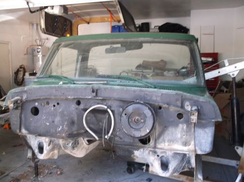1979 Ford Bronco - This 1979 Ford Bronco's front clip is disassembled, showing the inner workings of the vehicle.