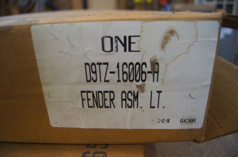 1979 Ford Bronco - A box labeled 'FENDER ASM. LT.' with part number D9TZ-16006-A is shown.