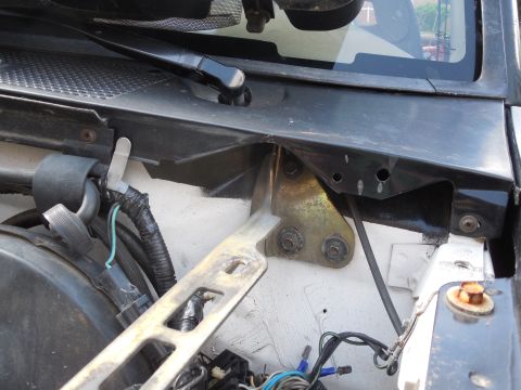 1983 Ford Bronco - The way I installed my hood struts is causing the hood to drift forward, so I'm adding a bolt to each lower hinge plate to pull it back int…