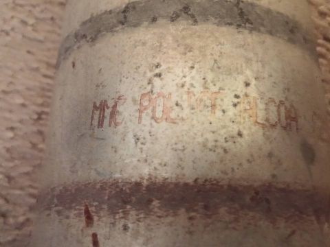 2000 Mercury Grand Marquis - Part with red lettering that reads 'MYC POLICE DEPT. ALCOA'.
