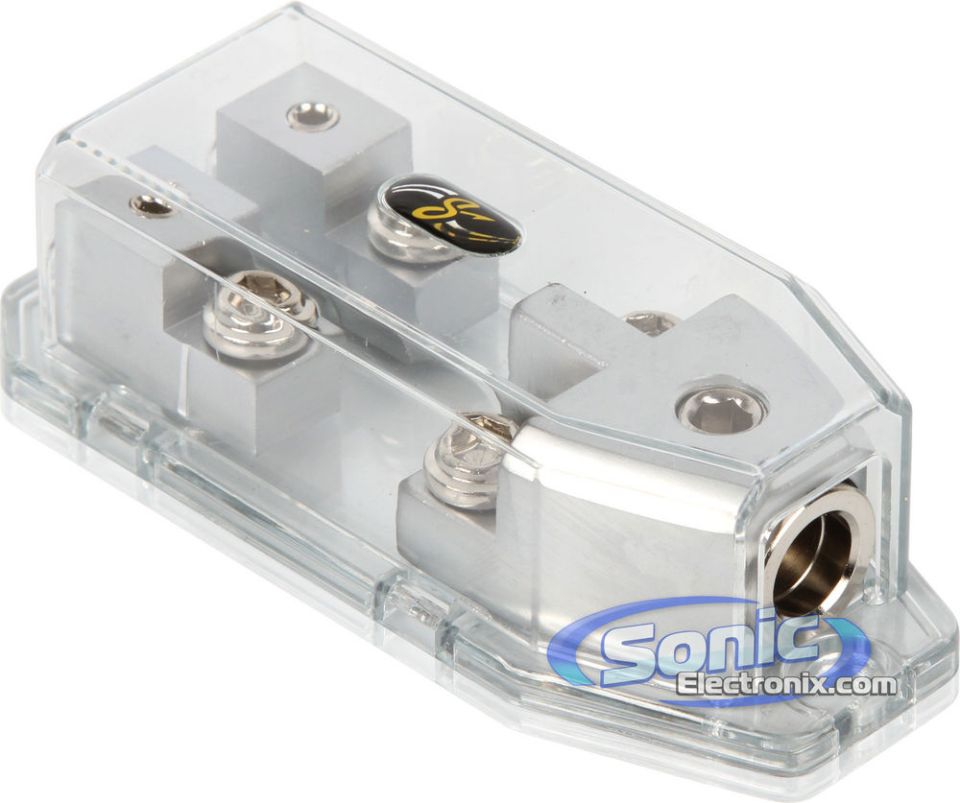Photo of a clear-cased automotive fuse distribution block product