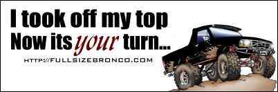 1988 Ford Bronco - A black lifted truck is shown with text and a website address.