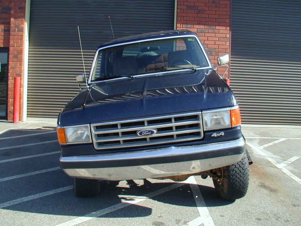 1987 Ford Bronco front view with 4x4 badge
