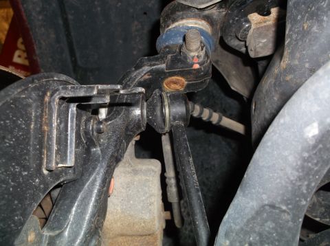 1999 Mercury Grand Marquis - This image shows a detailed view of a vehicle's front suspension system, focusing on the ball joint and control arm assembly.