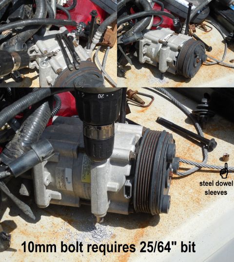 1983 Ford Bronco - Some Saginaw brackets use 10mm bolts for the A/C compressor. To install a compressor built for 8mm bolts, the compressor body must be drill…