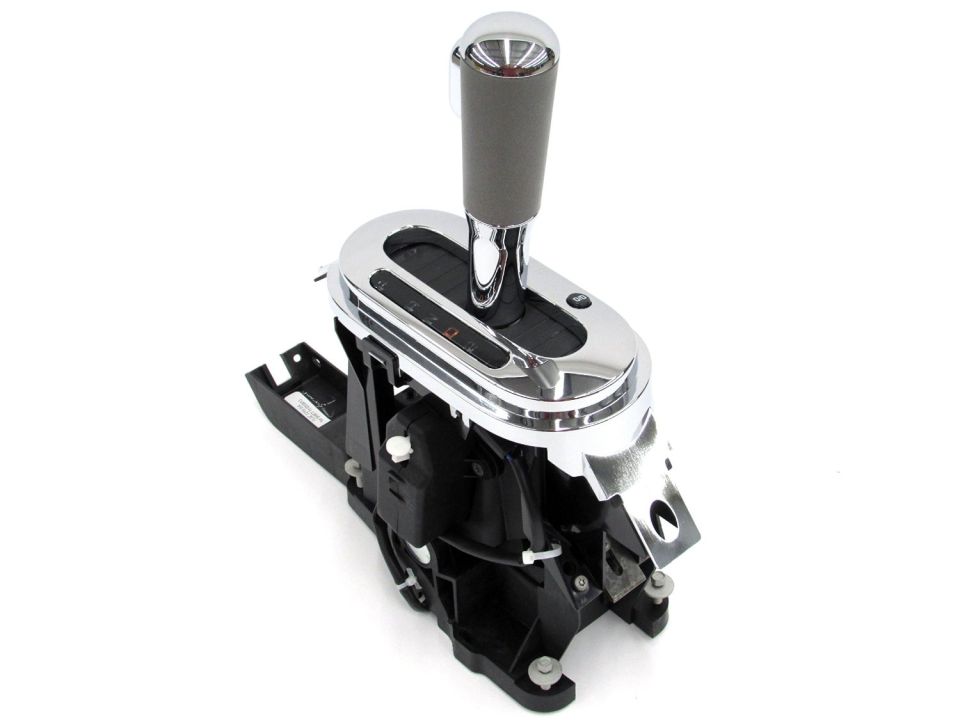Chrome automatic transmission shifter assembly with leather-look handle