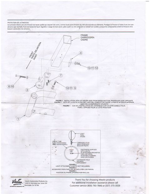 2000 Ford Ranger - Westin bullbar instructions
