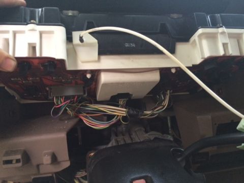 1994 Ford Bronco - Dashboard wiring harness disconnected for repair or replacement in a 1994 Ford Bronco.