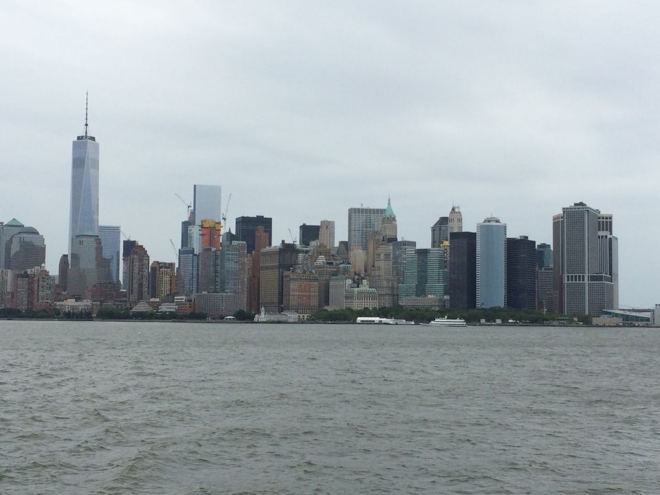 Lower Manhattan skyline viewed across the harbor