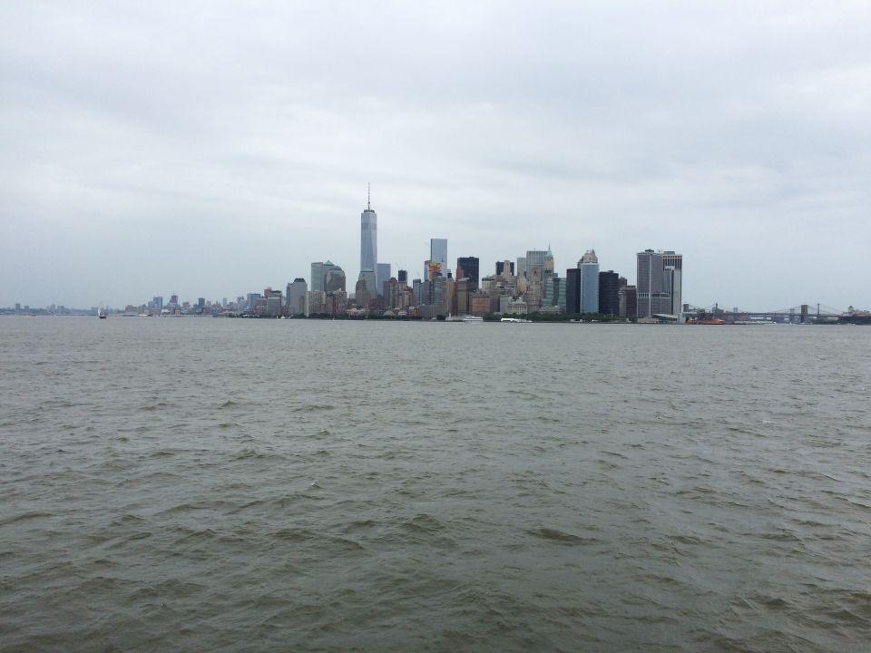 Lower Manhattan skyline seen across the harbor