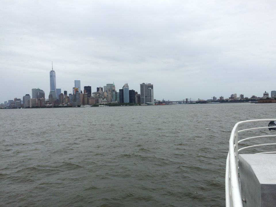 Manhattan skyline viewed from the deck of a boat