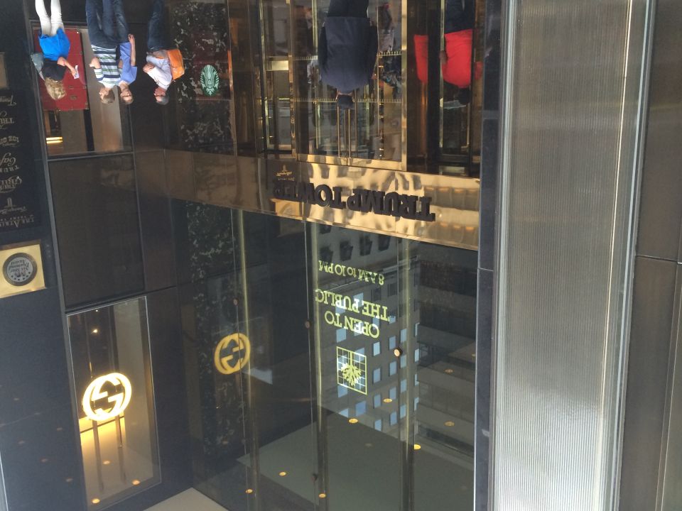 Interior of a building with reflections