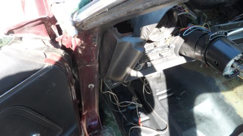 1972 Ford Ranchero - The interior of a 1972 Ford Ranchero shows a disassembled dashboard and steering column with wires exposed.