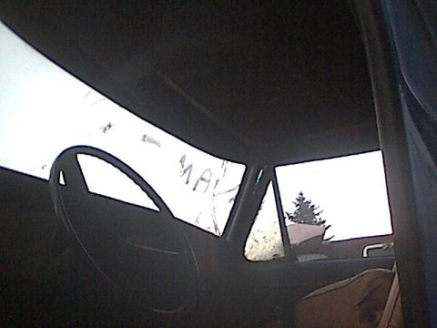 1978 Ford Bronco - inside view of a broken W/S and bent W/S post