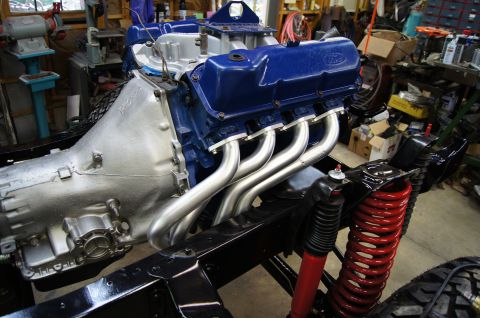 1979 Ford Bronco - Headman Headers fit nice, That's the way to install headers, while theres no body.
