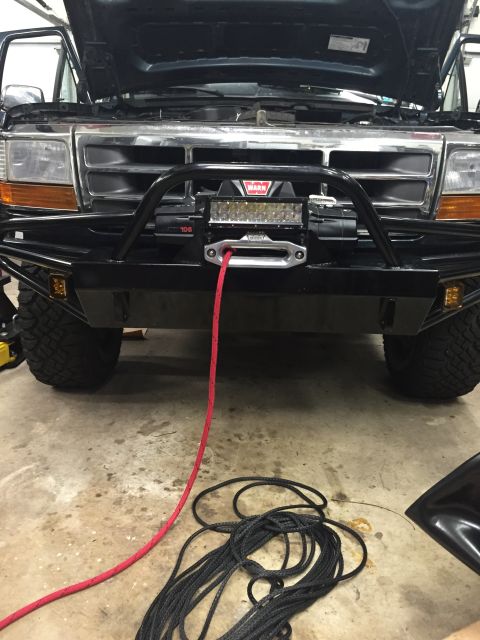 1994 Ford Bronco - This Ford F-Series truck has a custom bumper with a winch and auxiliary lights installed.