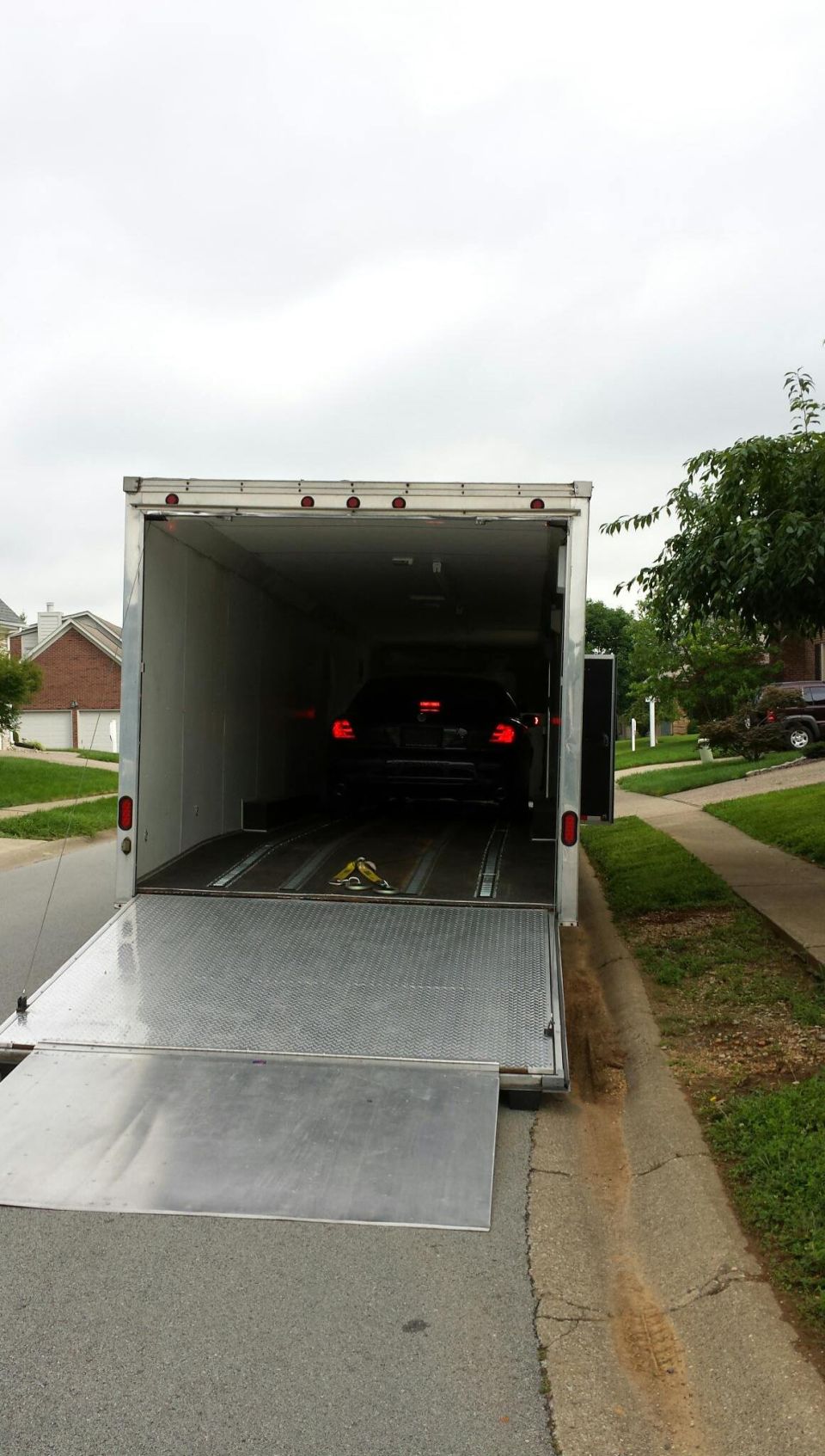 Entering the enclosed trailer