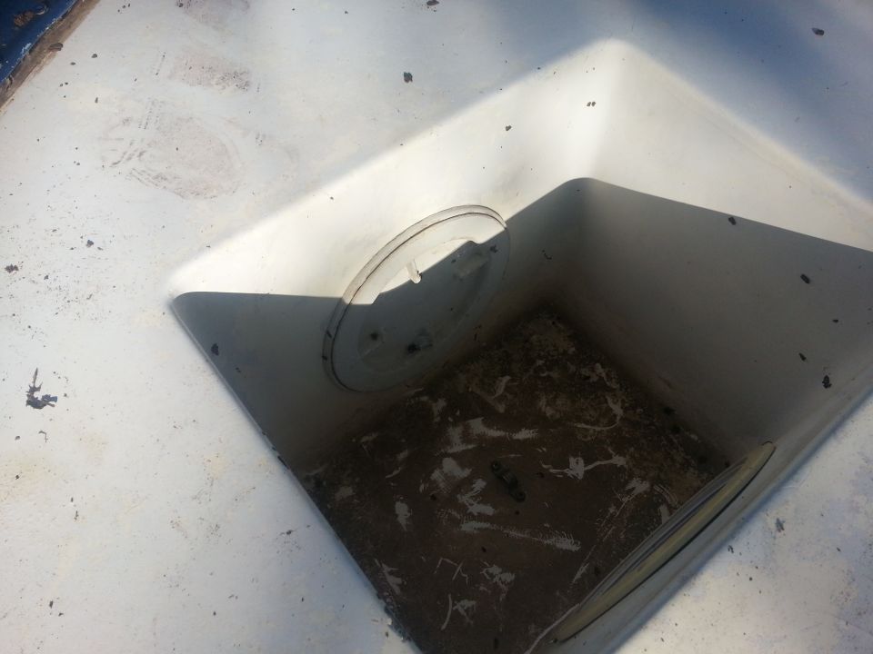 Corner of a truck bed with a circular cover