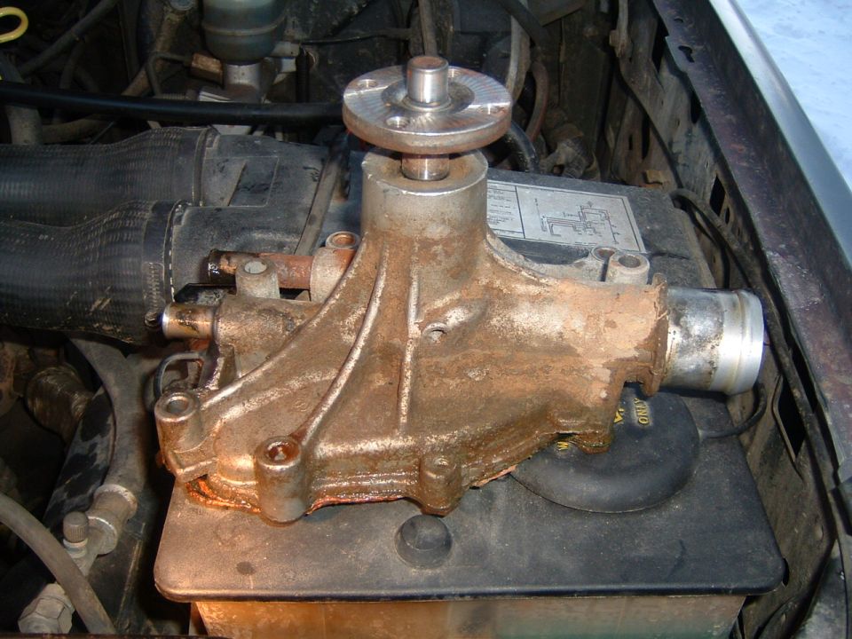 Rusted water pump in engine bay