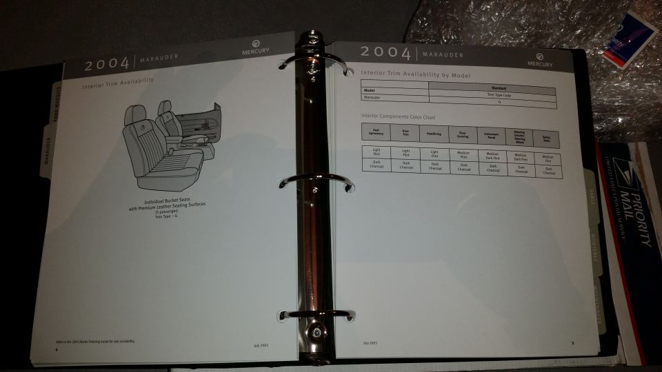2004 Mercury dealership interior sample guides. Includes the Marauder.