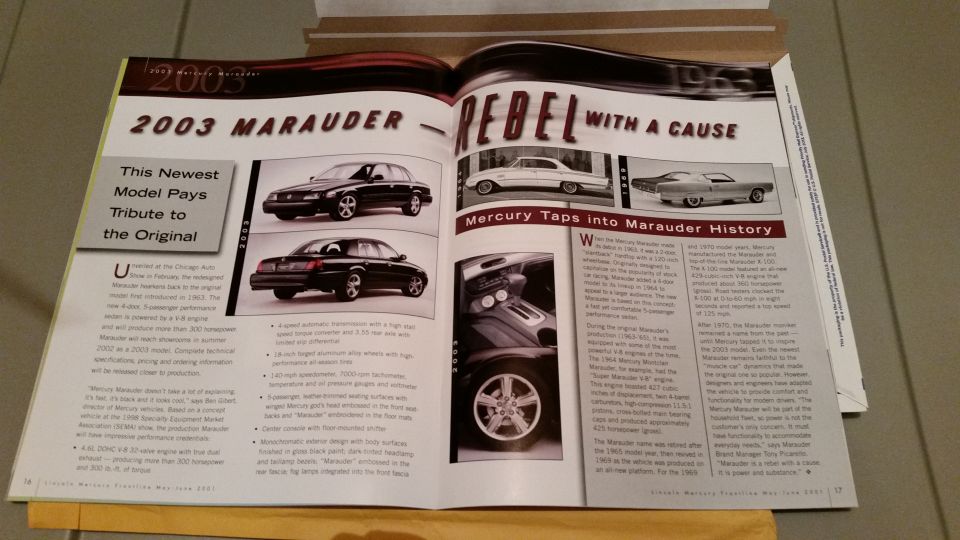 2003 Mint Lincoln/Mercury FrontLine Magazine for dealerships introducing and spotlighting the "new" Marauder. 

*SOLD*