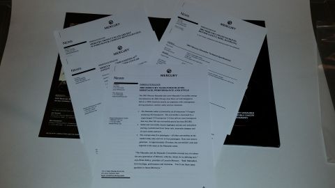 2003 Mercury Marauder - Rare Mercury Marauder press kit. Includes multiple press releases, glossy photos, and a press kit CD. *SOLD*