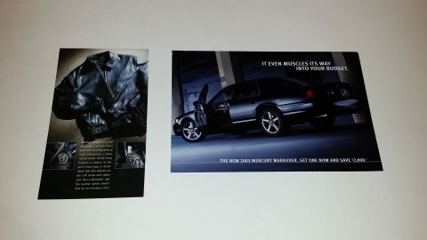 2003 Mercury Marauder - Marauder interest card and card advertising the Marauder leather jacket for new owners. $20