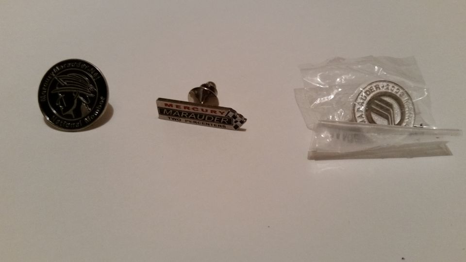 Very rare Marauder pins from L to R:

MercuryMarauder.net National Member Pin

"Two Percenters" Marauder Pin

Mercury "waterfall" logo

*SOLD*