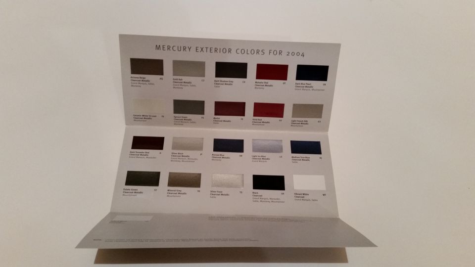 Rare dealer-only 2004 Mercury colors.