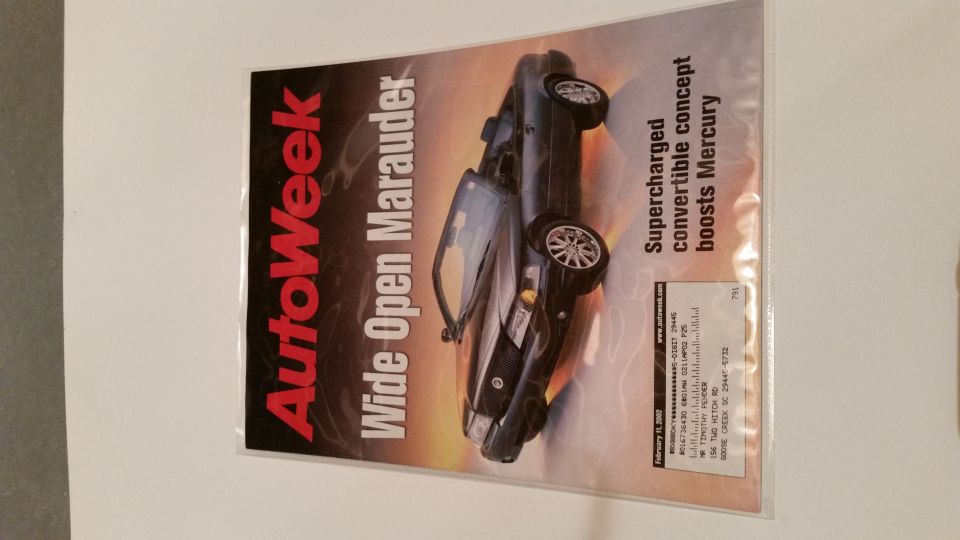 Autoweek magazine featuring the Marauder 2-door convertible concept. 

*SOLD*