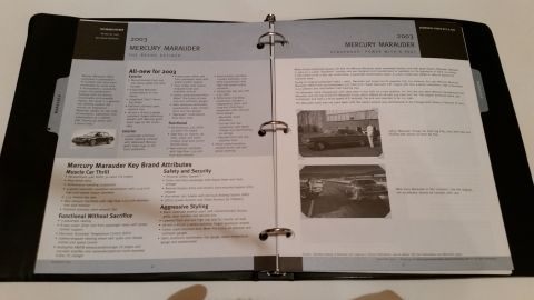 2003 Mercury Marauder - 2003 AND 2004 dealer-only Marauder specifications binder. *SOLD*