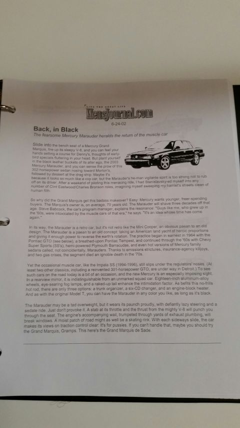 2003 Mercury Marauder - More pics of the Marauder Media Binder.