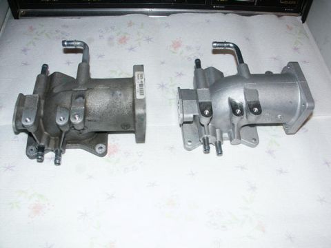 2001 Mercury Grand Marquis - Comparison of a used intake manifold next to a freshly cleaned one.