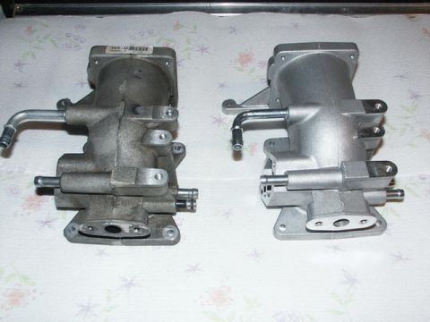2001 Mercury Grand Marquis - A used intake plenum is shown next to a newly cleaned or replaced one.