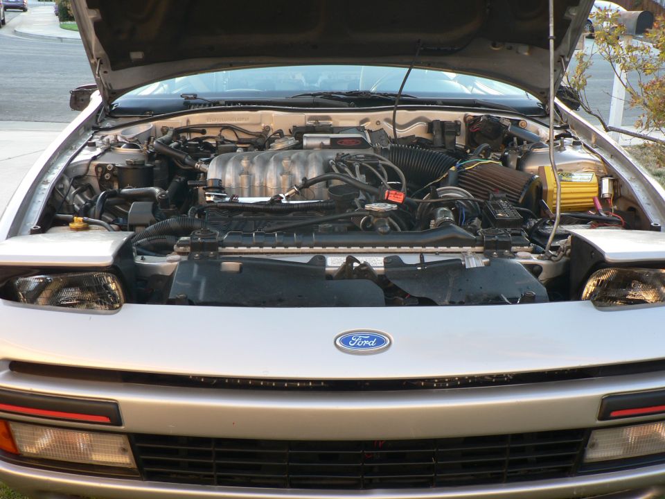 1991 Ford Probe front view with hood open showing engine