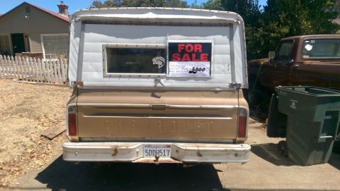 1968 Chevrolet C/K Pickup - This pickup truck, likely a 1967 model, is for sale with a camper shell and a price of $3000.