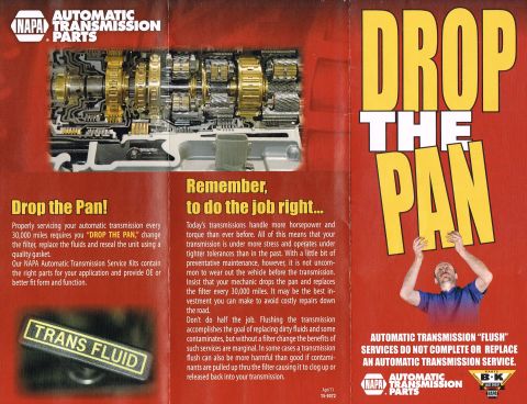 1900 Yugo GVX - This NAPA Automatic Transmission Parts brochure details servicing and "flush" services, a diagram of transmission components.
