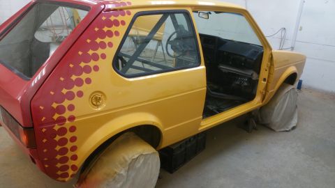 1983 Volkswagen Rabbit - This 1983 Volkswagen Rabbit is in the process of restoration, showing its interior and custom paintwork.