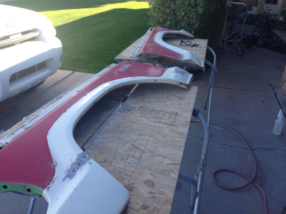 Both front fenders being worked on February 24 2015