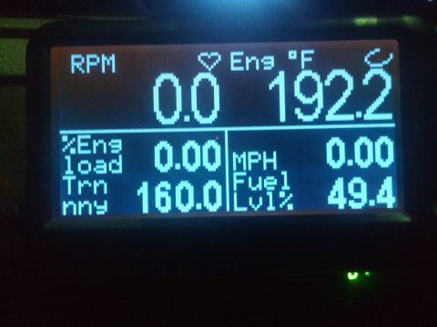 2000 Mercury Grand Marquis - Digital gauge displays engine RPM, temperature, load, speed, transmission data, and fuel level.