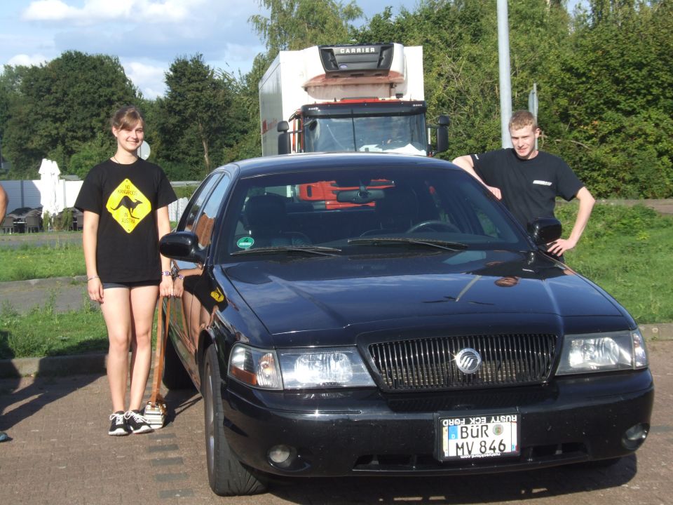 Front view of a black 2003 Mercury Marauder with a license plate reading MV 846