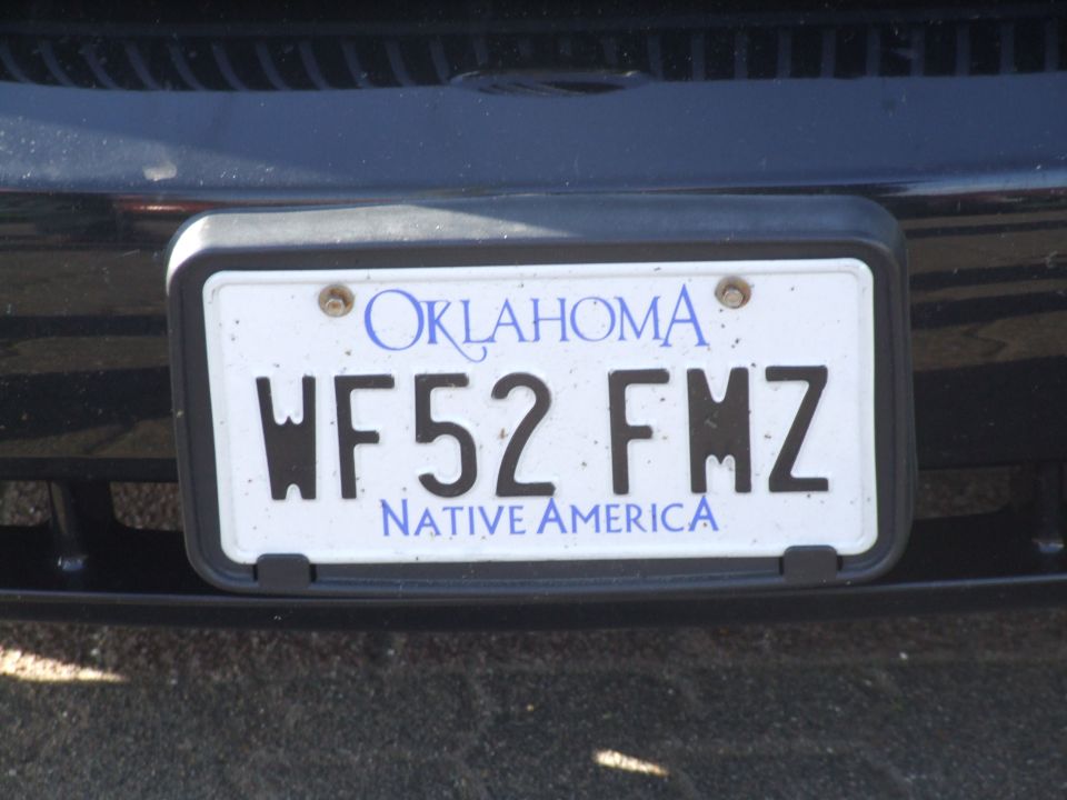 Oklahoma license plate WF52 FMZ