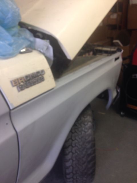 1978 Ford Bronco - Passenger side door and front fender mourned and ready for paint March 18 2015