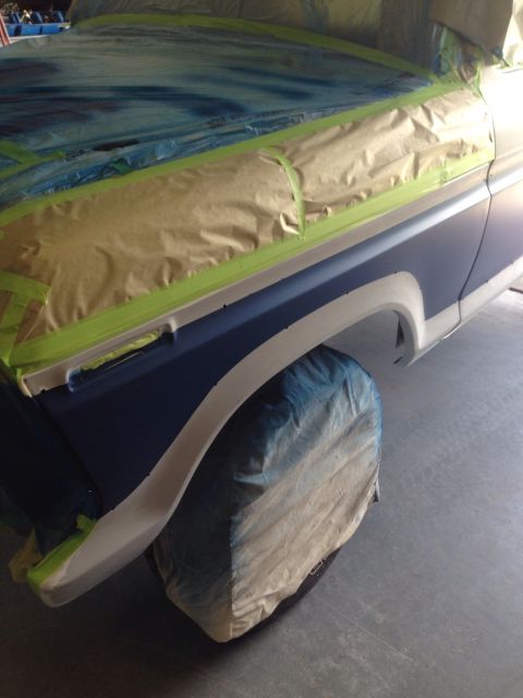 1978 Ford Bronco - White and blue sprayed ready for clear April 7 2015