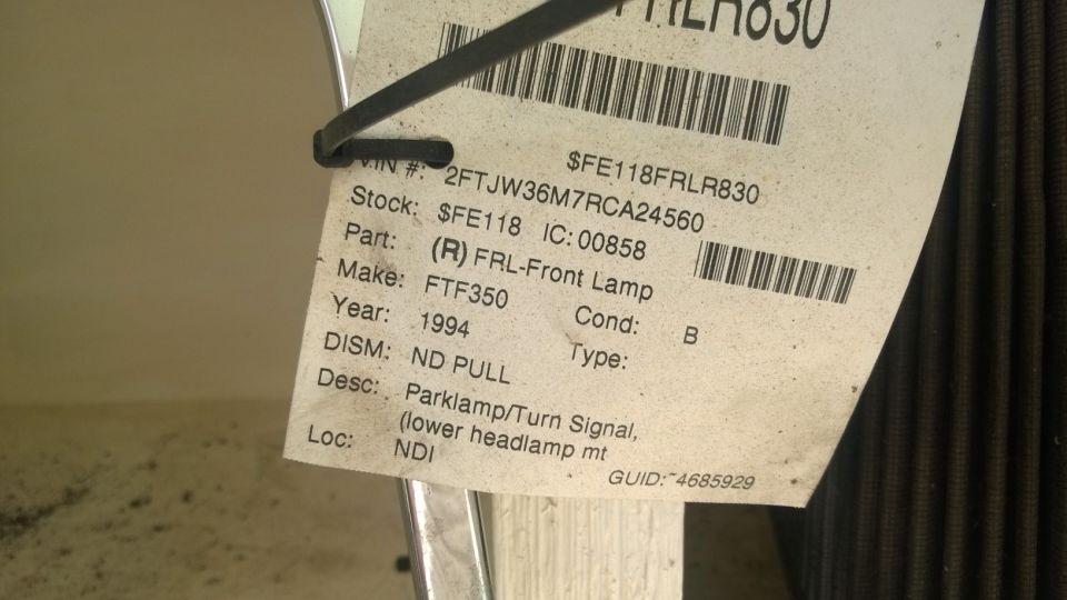 Part tag for 1994 FTF350 park lamp/turn signal